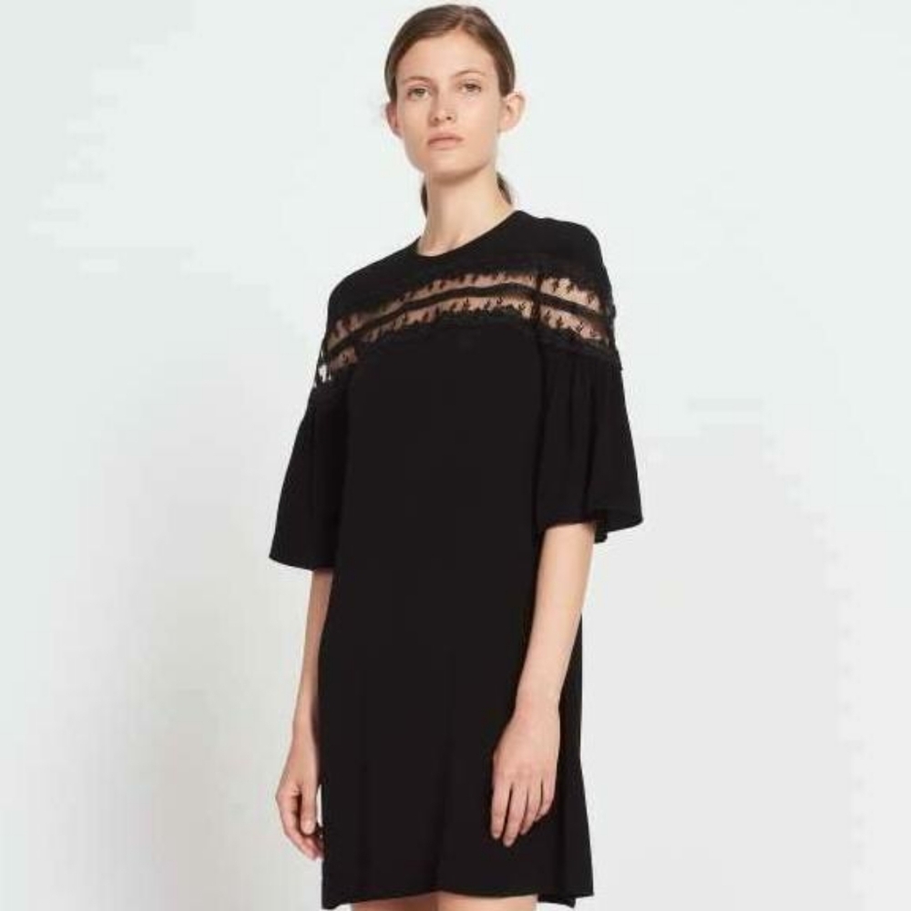 SANDRO PARIS TRANSPARENT LACE BAND‎ DRESS SZ 1 US S